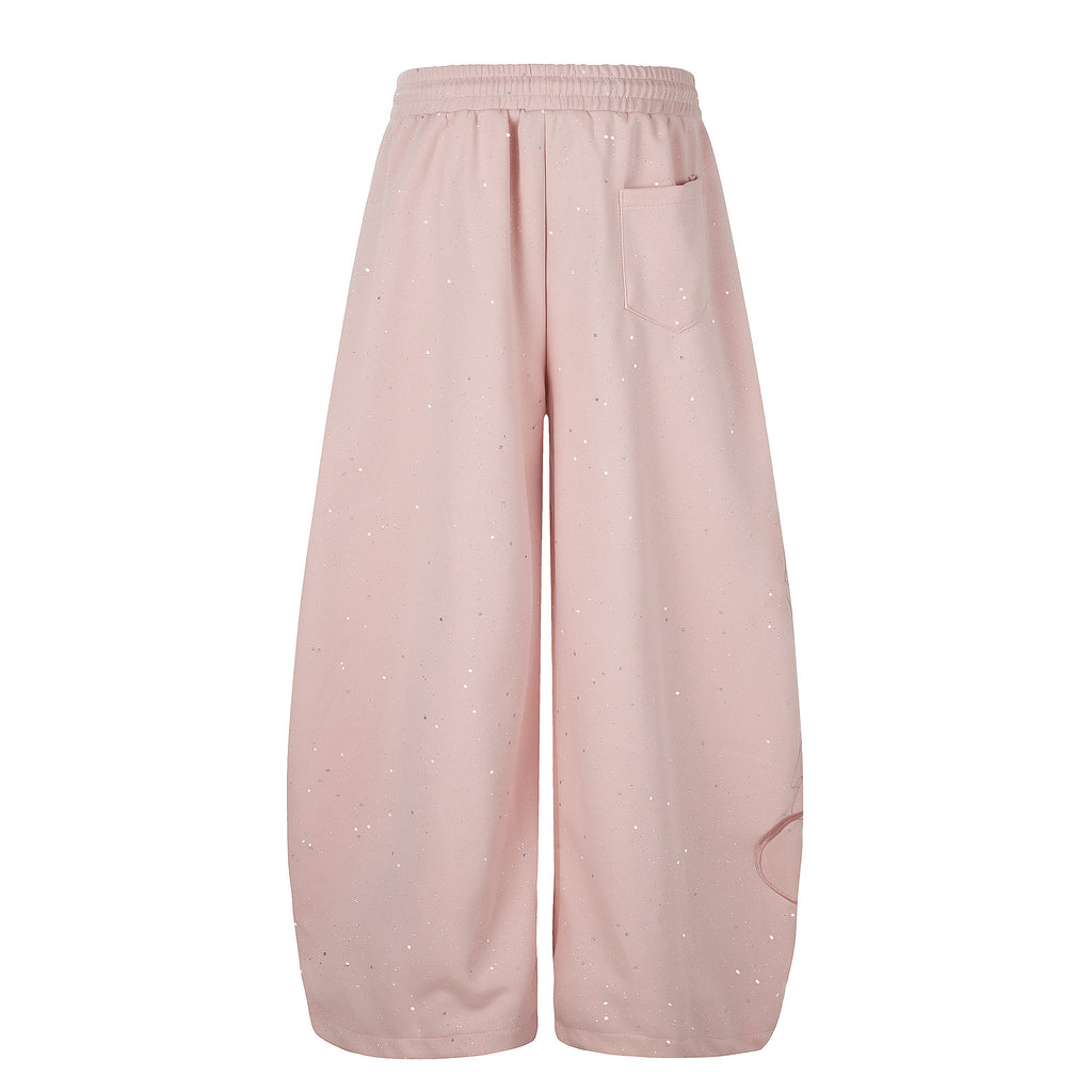 Wide Leg Sweatpants with Star Sequin Embroidery