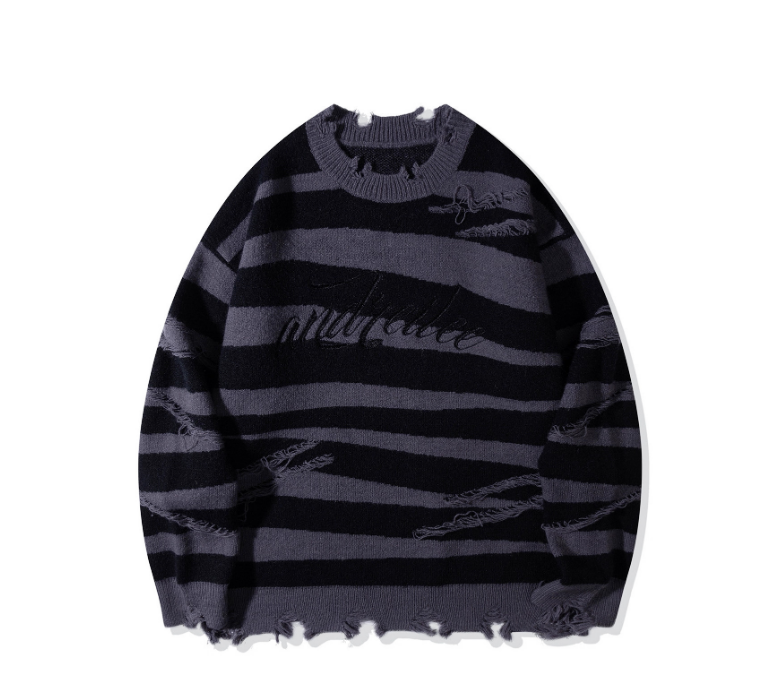 Round neck striped sweater for men
