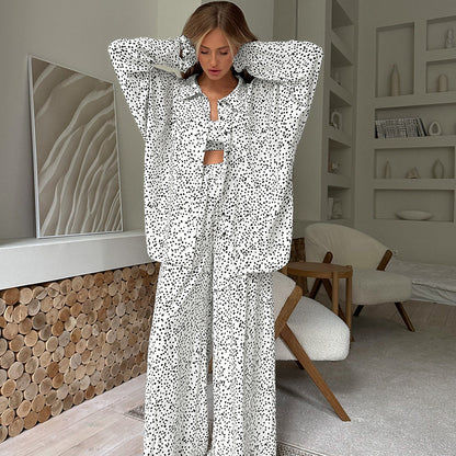 Women's Polka Dot Sleepwear Set – 3-Piece Soft Loungewear Pyjamas