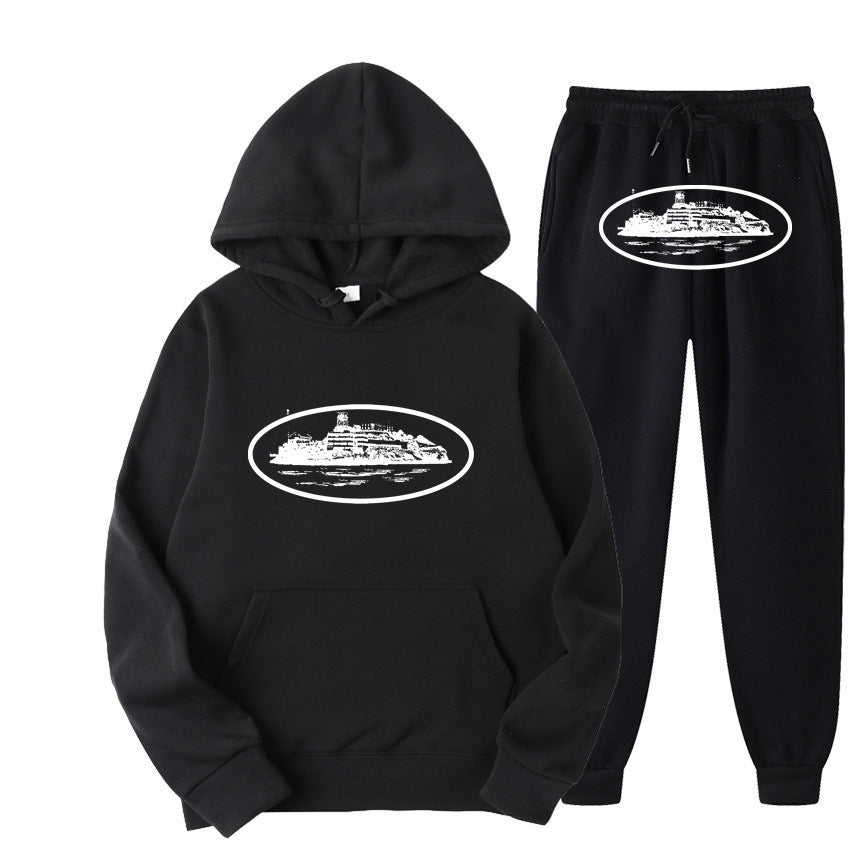 Plus Size Long Sleeve Pullover Hoodie Sweatpants Set