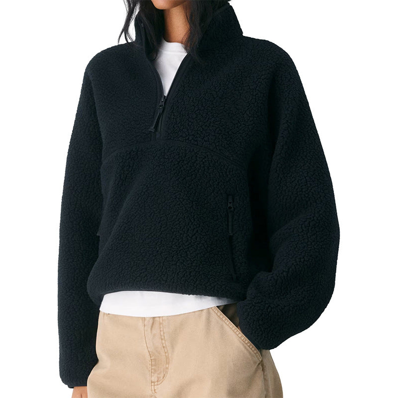 Women's Cosy Plush Sweatshirt – Soft Solid Colour Pullover