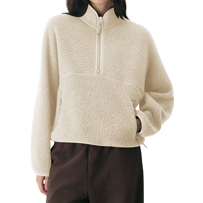 Women's Cosy Plush Sweatshirt – Soft Solid Colour Pullover