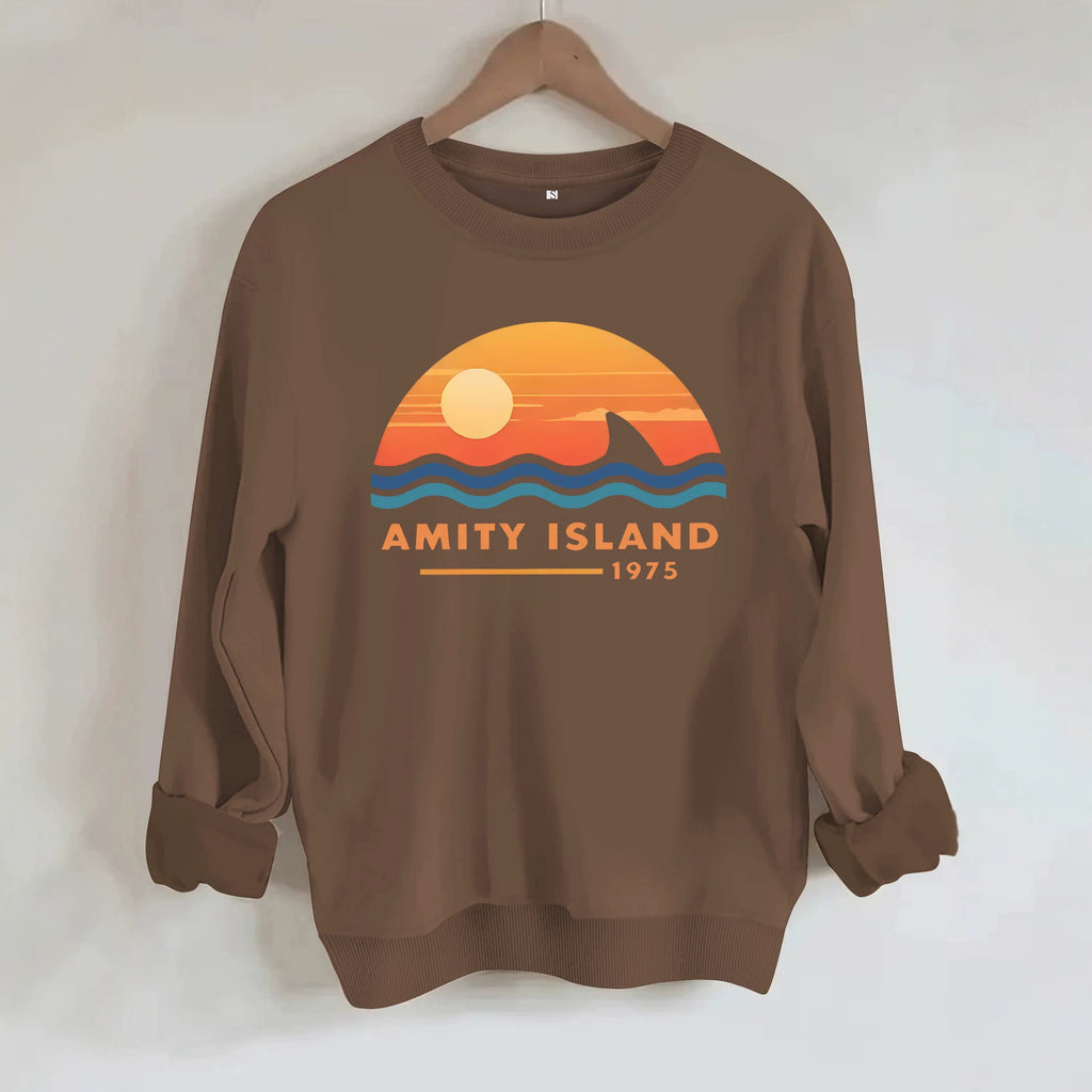 Amity Island Printed Loose Women's Velvet Hoodie