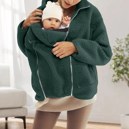 Fleece High Neck Relaxed Fit Women's Coat