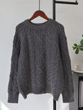 Round neck diamond grid sweater