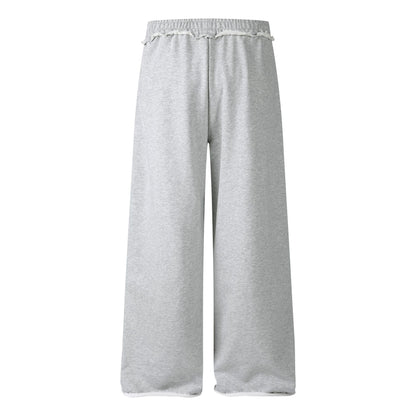 Sweatpants Women Rhinestone Letter Embellished Raw Hem Waistband Loose Drapey Long Pants
