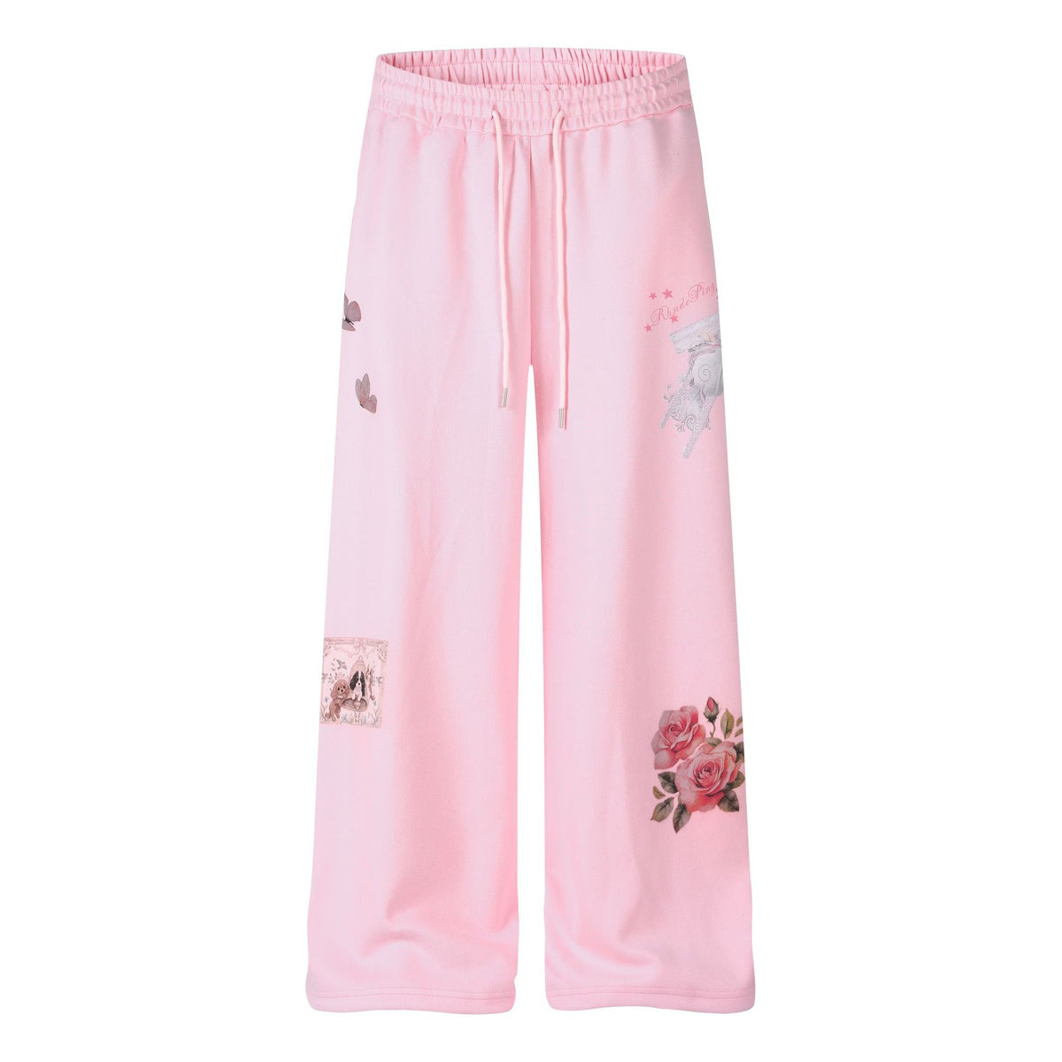 Women's Low Waist Striped Waistband Number Embroidered Flared Sweatpants Casual Slim Fit Sports Pants