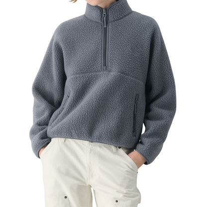 Women's Cosy Plush Sweatshirt – Soft Solid Colour Pullover