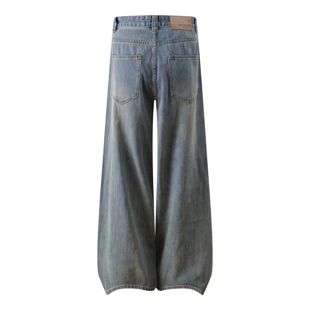 Washed denim pants for men