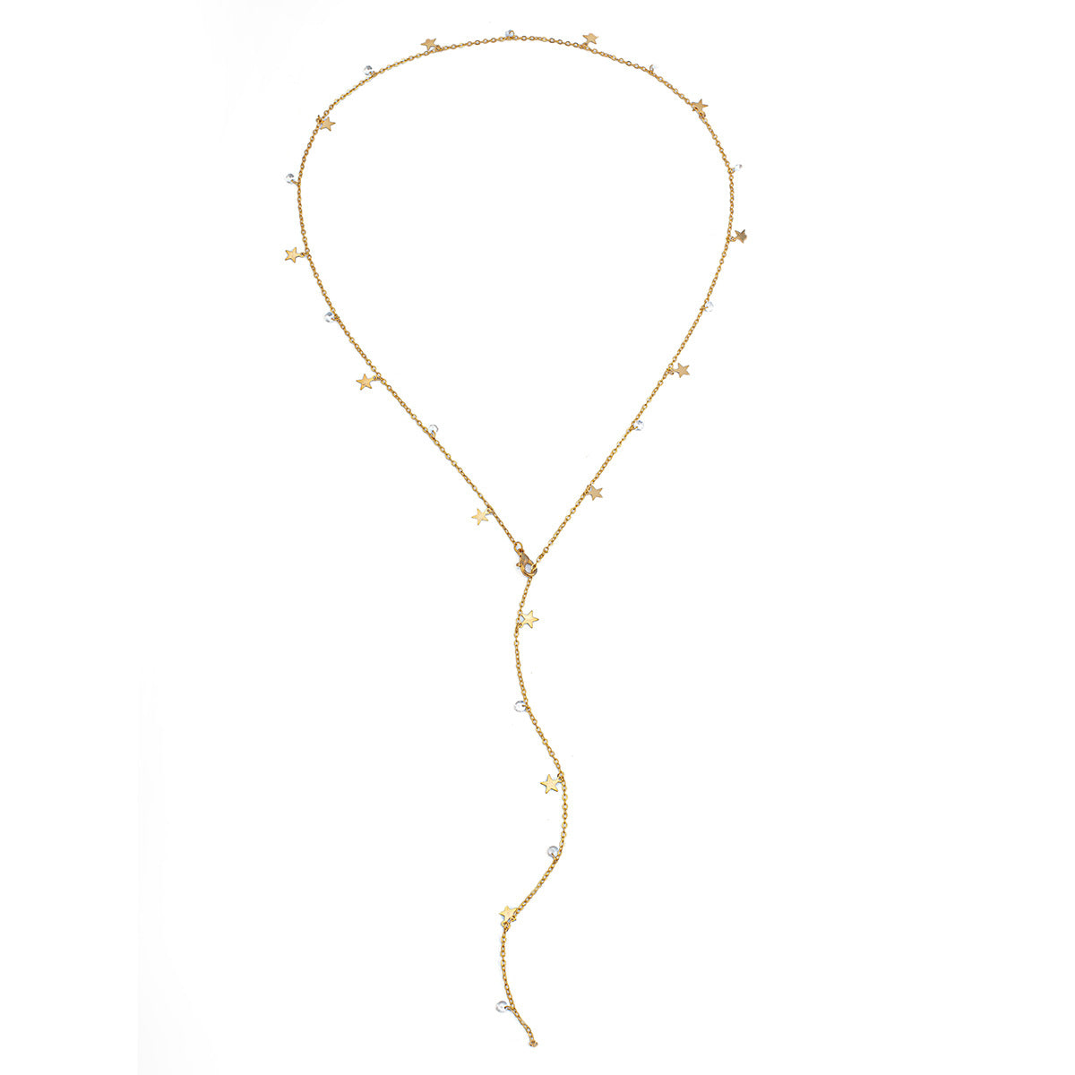 Pentagram Y-Necklace – Crystal Tassel Lock Chain Lariat