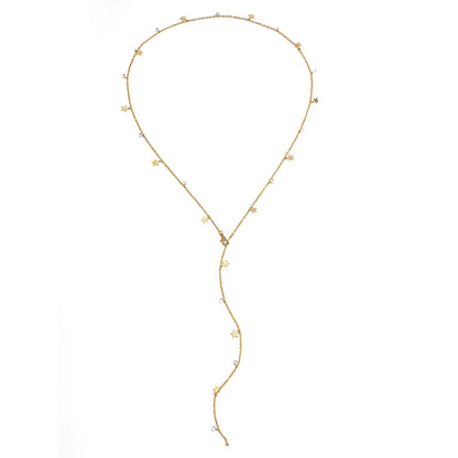Pentagram Y-Necklace – Crystal Tassel Lock Chain Lariat