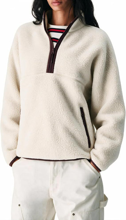 Women's Cosy Plush Sweatshirt – Soft Solid Colour Pullover