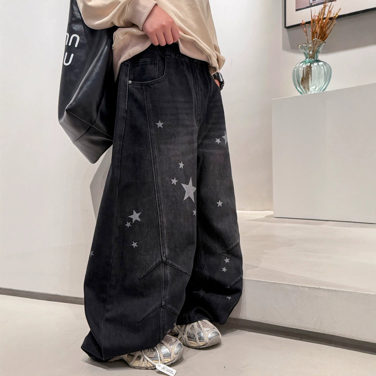 Boys' Casual Straight Leg Denim Pants Spring Autumn Wide Leg Jeans