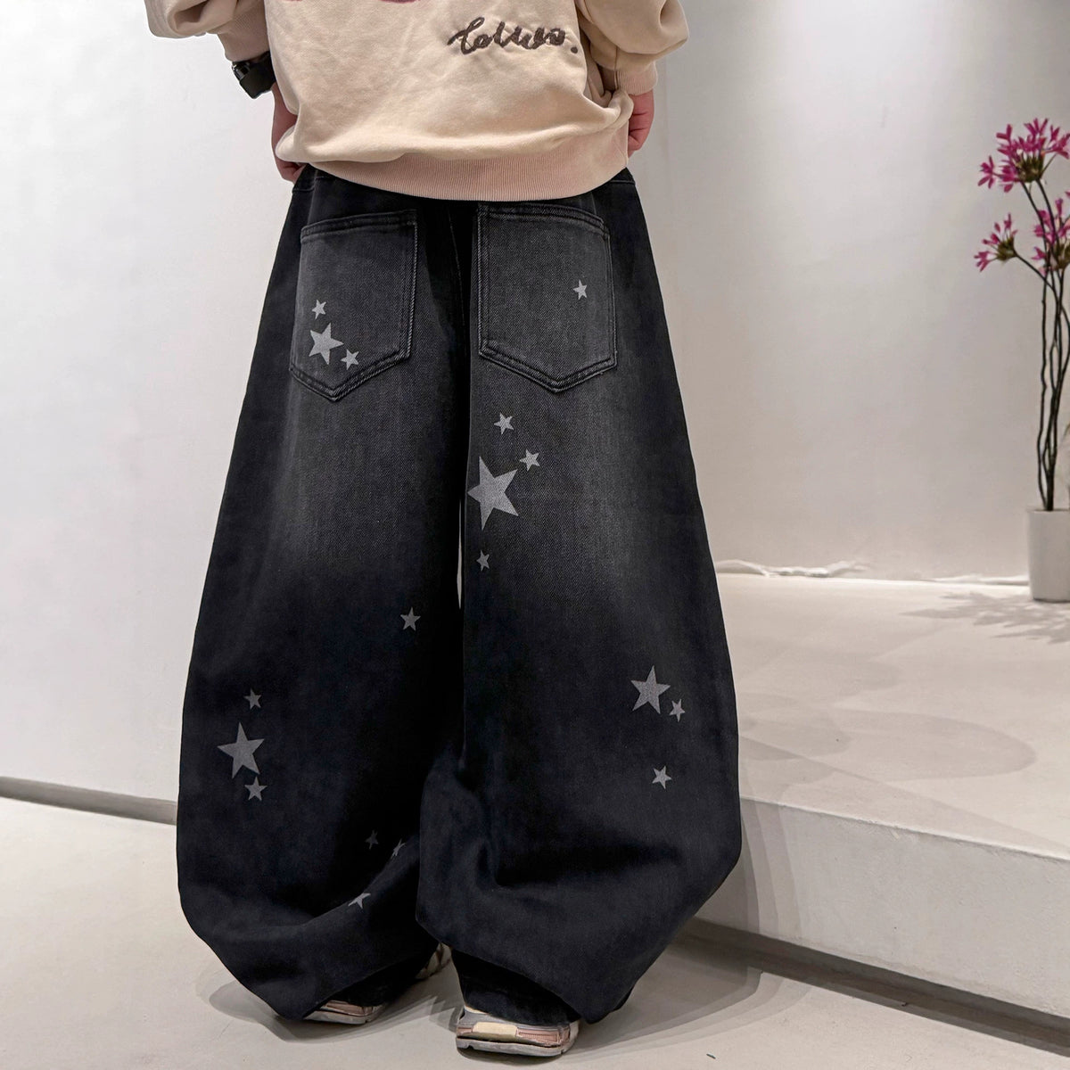Boys' Casual Straight Leg Denim Pants Spring Autumn Wide Leg Jeans