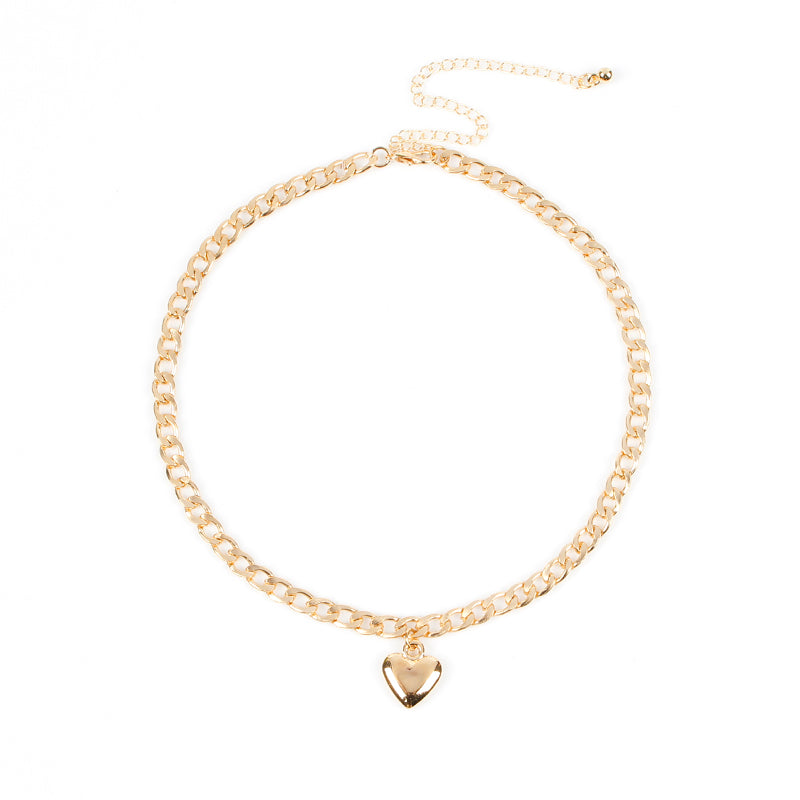 Cute Heart Lock Necklace – Gold & Silver Choker Pendant