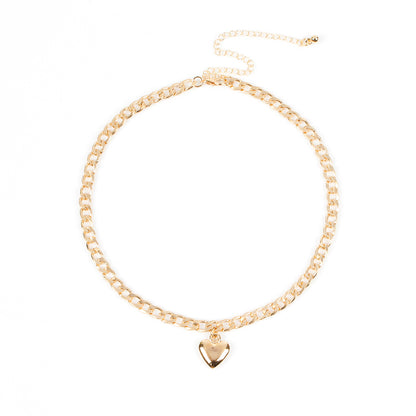 Cute Heart Lock Necklace – Gold & Silver Choker Pendant