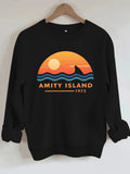 Amity Island Printed Loose Women's Velvet Hoodie
