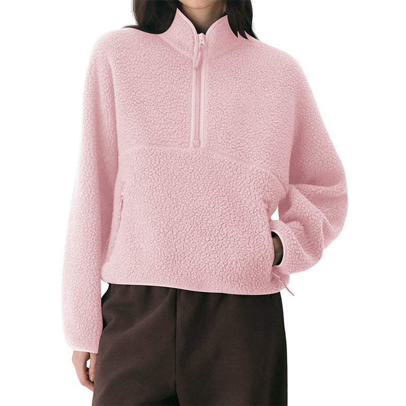 Women's Cosy Plush Sweatshirt – Soft Solid Colour Pullover