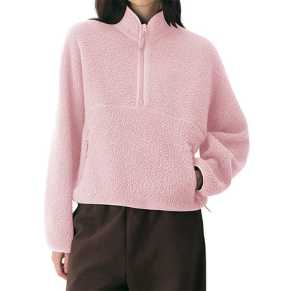 Women's Cosy Plush Sweatshirt – Soft Solid Colour Pullover