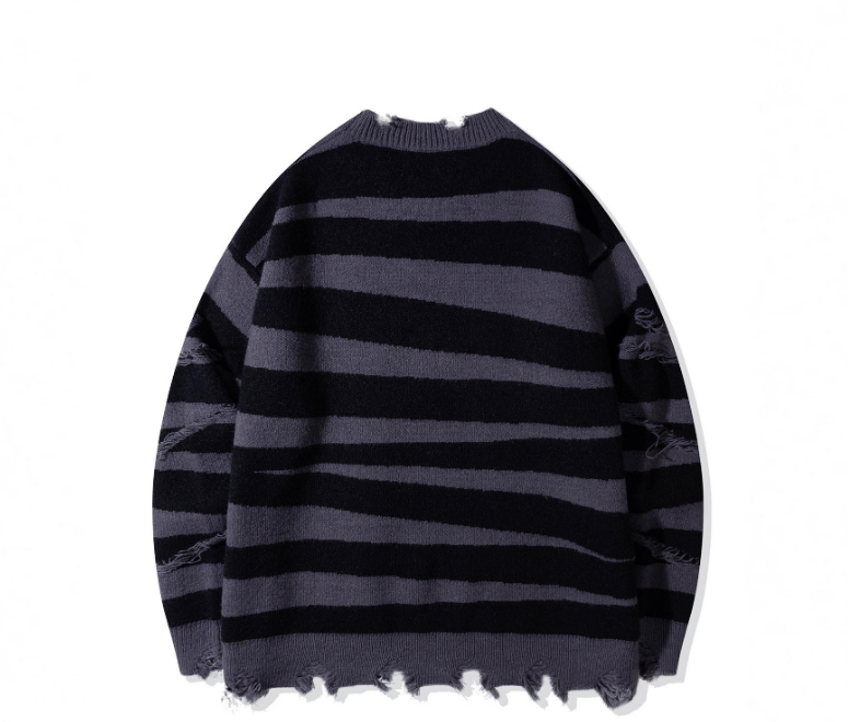 Round neck striped sweater for men