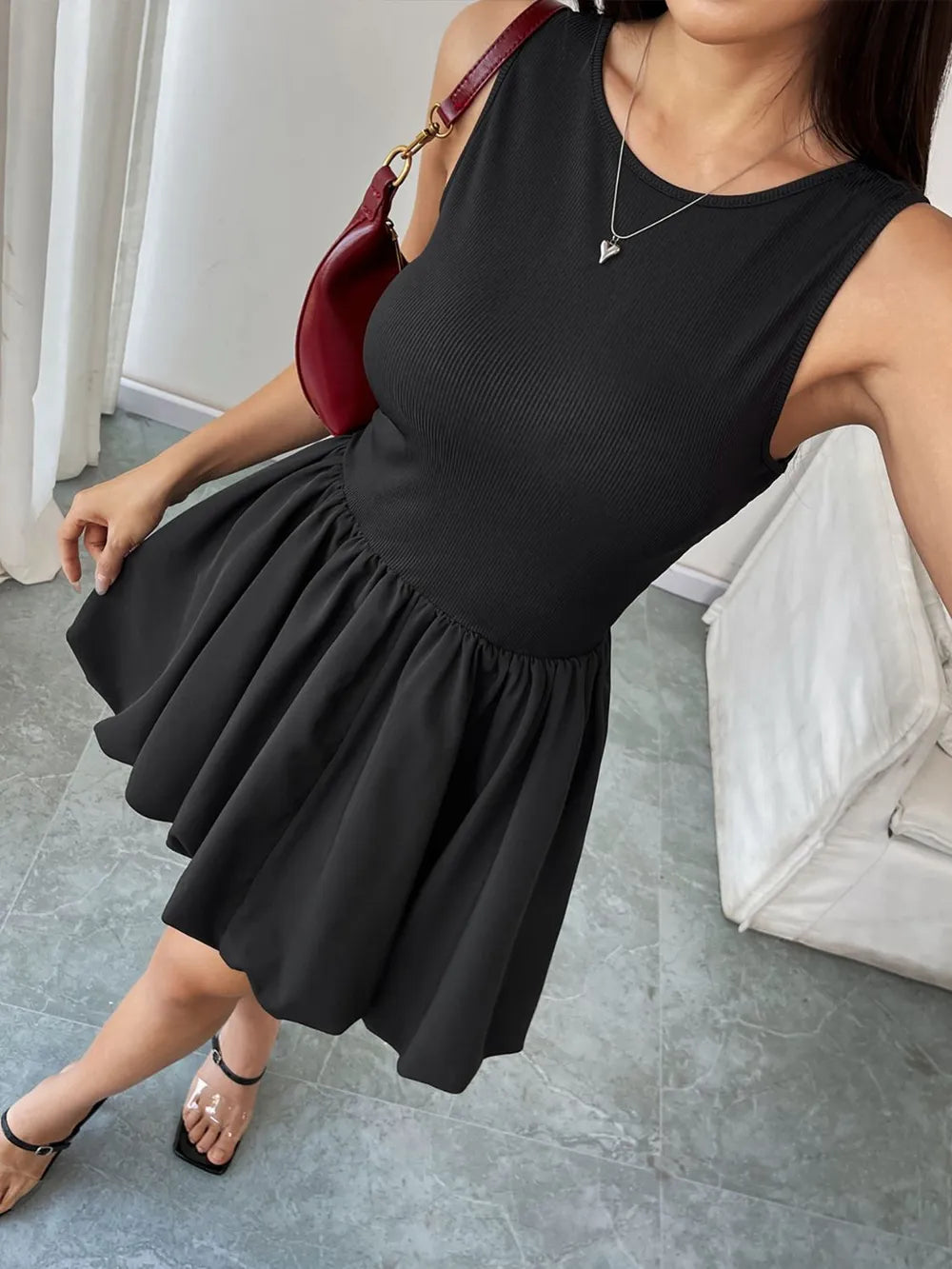 Women's Ruched Sleeveless Mini Dress – Bodycon Party Dress