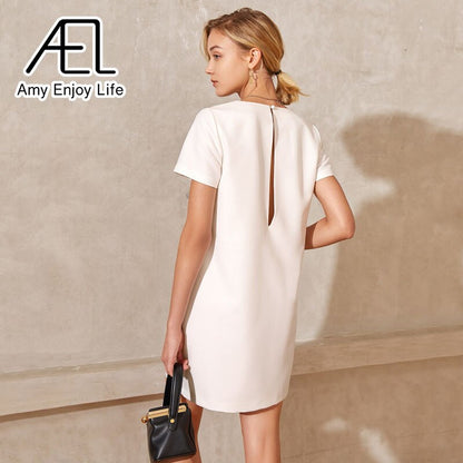 Women's V-Neck Summer Mini Dress – Casual Short Sleeve Sundress
