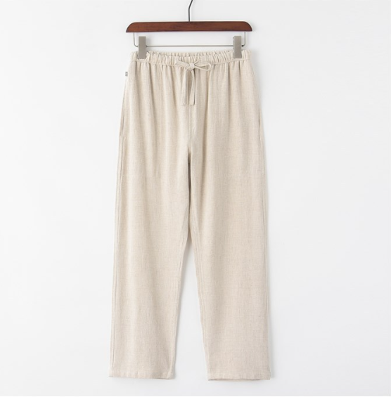 Cotton and linen men's Chinese wind long pants spring and summer Chinese linen casual pants