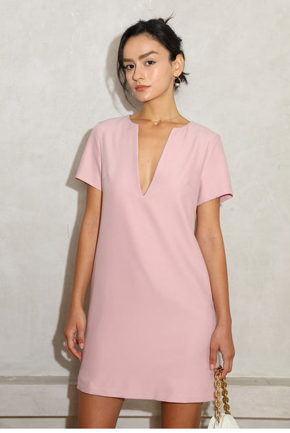 Women's V-Neck Summer Mini Dress – Casual Short Sleeve Sundress