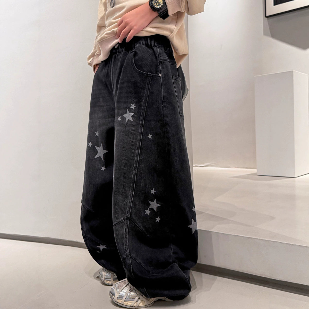 Boys' Casual Straight Leg Denim Pants Spring Autumn Wide Leg Jeans