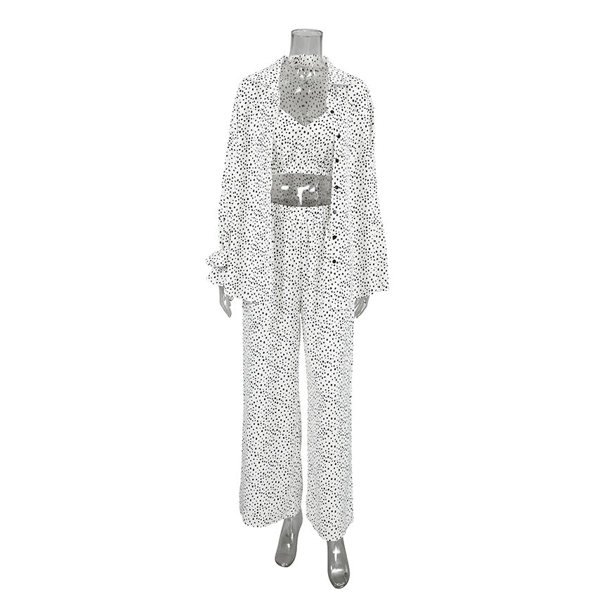Women's Polka Dot Sleepwear Set – 3-Piece Soft Loungewear Pyjamas