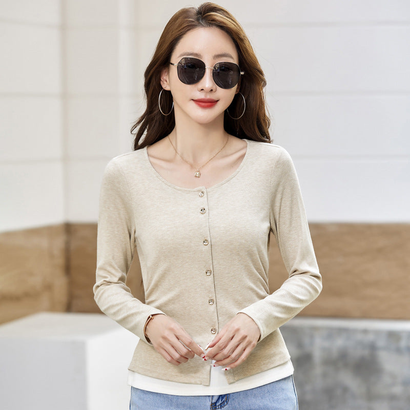 Long sleeved slim fit T-shirt