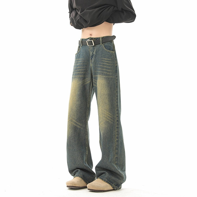 Vintage Distressed Denim Pants Men